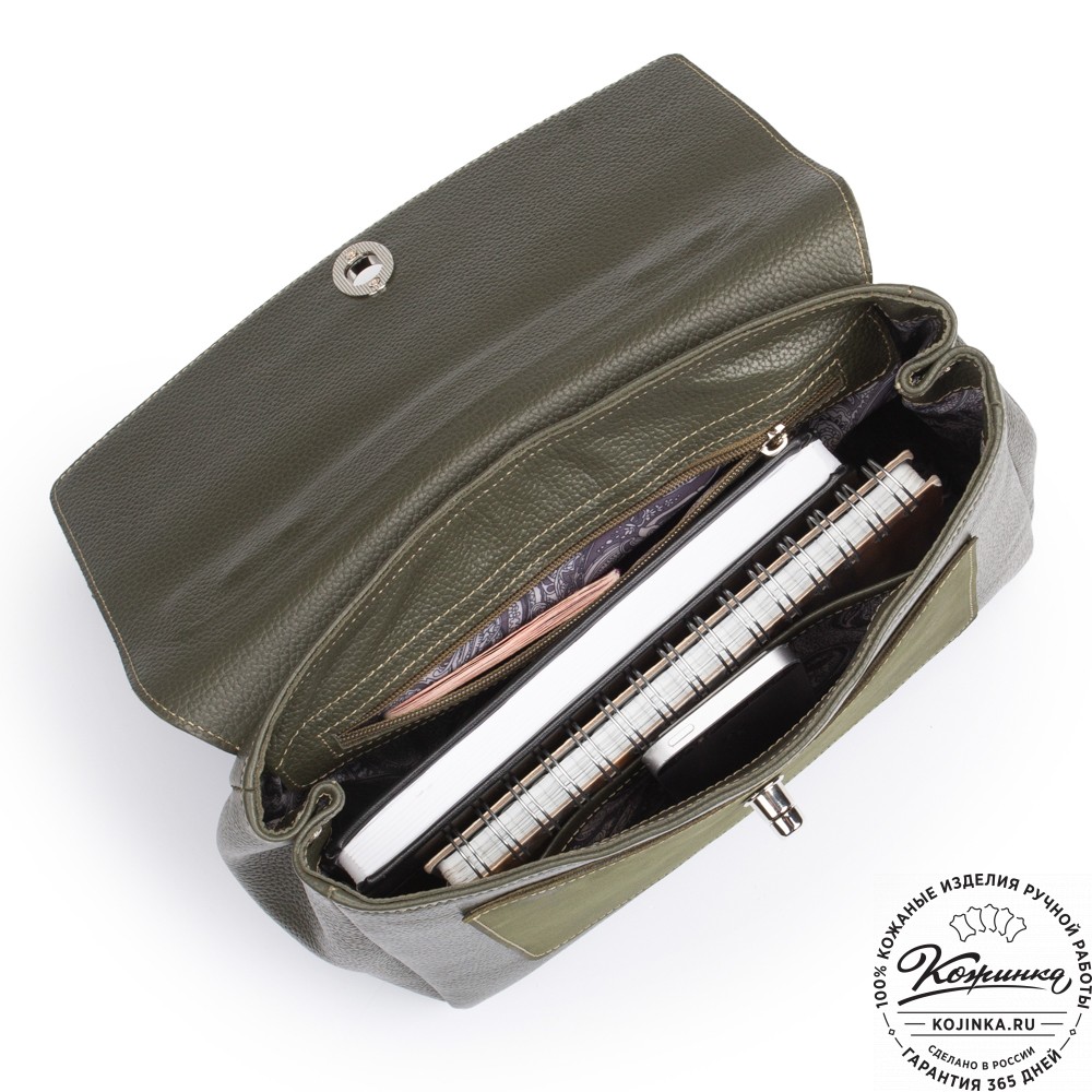 Женская кожаная сумка "Эстель" (хаки)